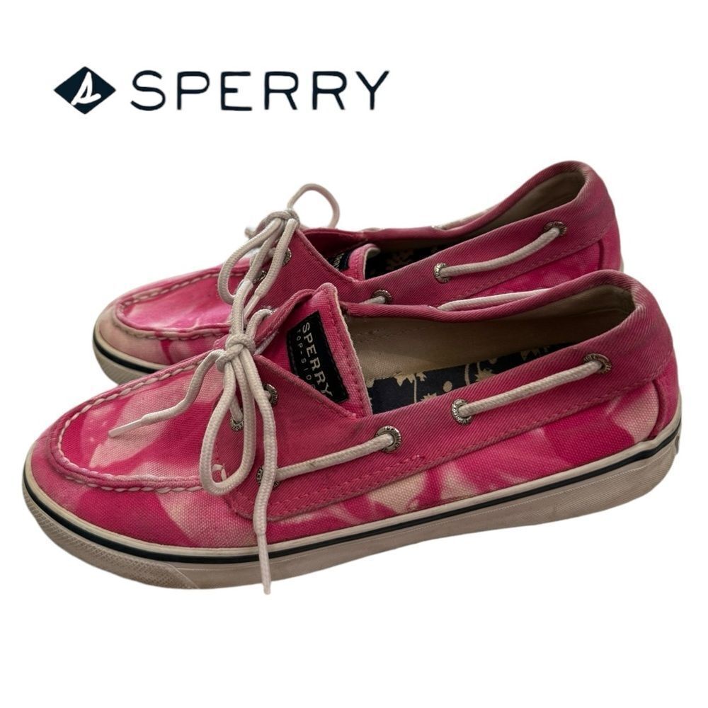Sperry Top-Sider Women's Pink Tie-Dye Canvas Boat Shoes Loafers 7